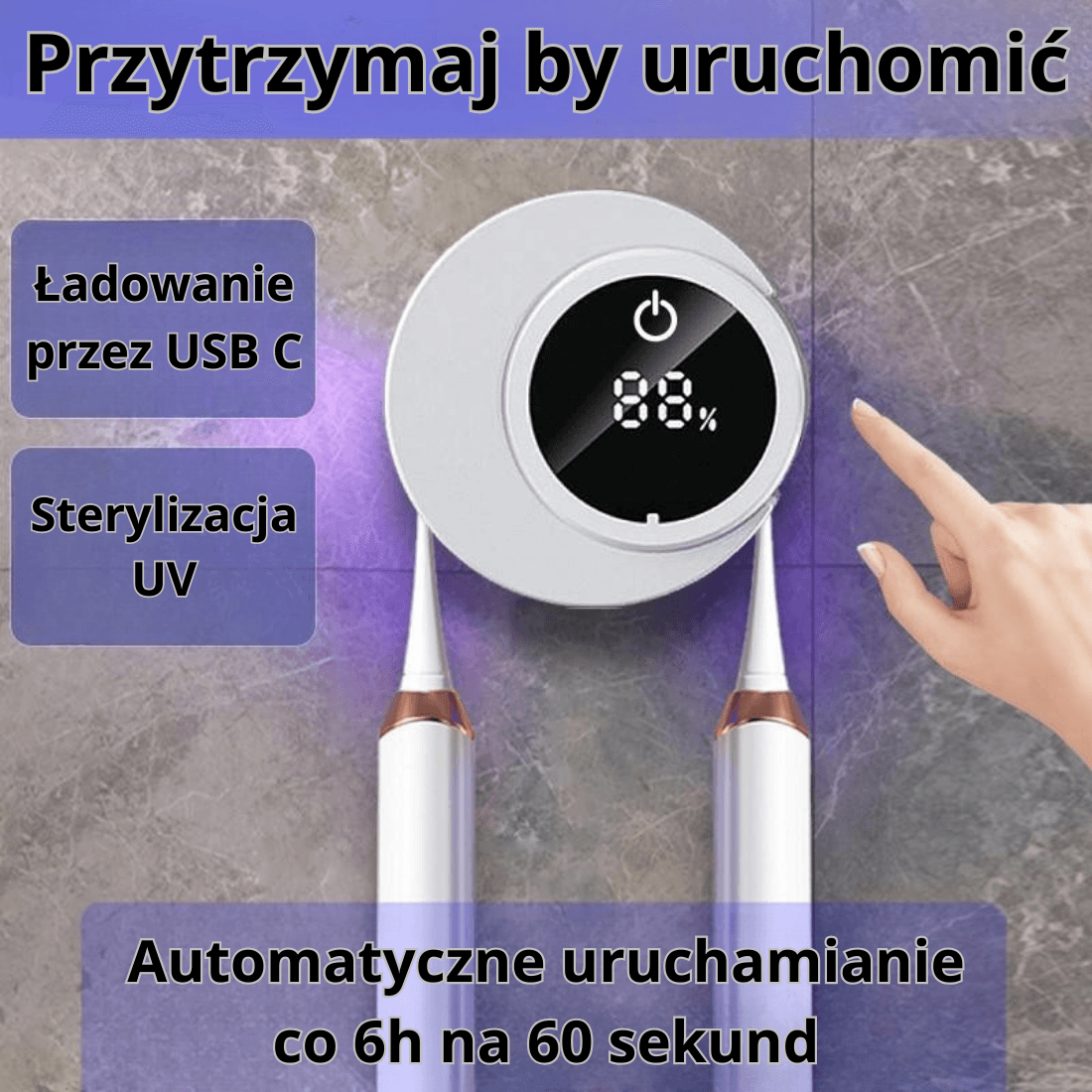 🦷 Uchwyt na szczoteczki Brushcleaner z lampą UV