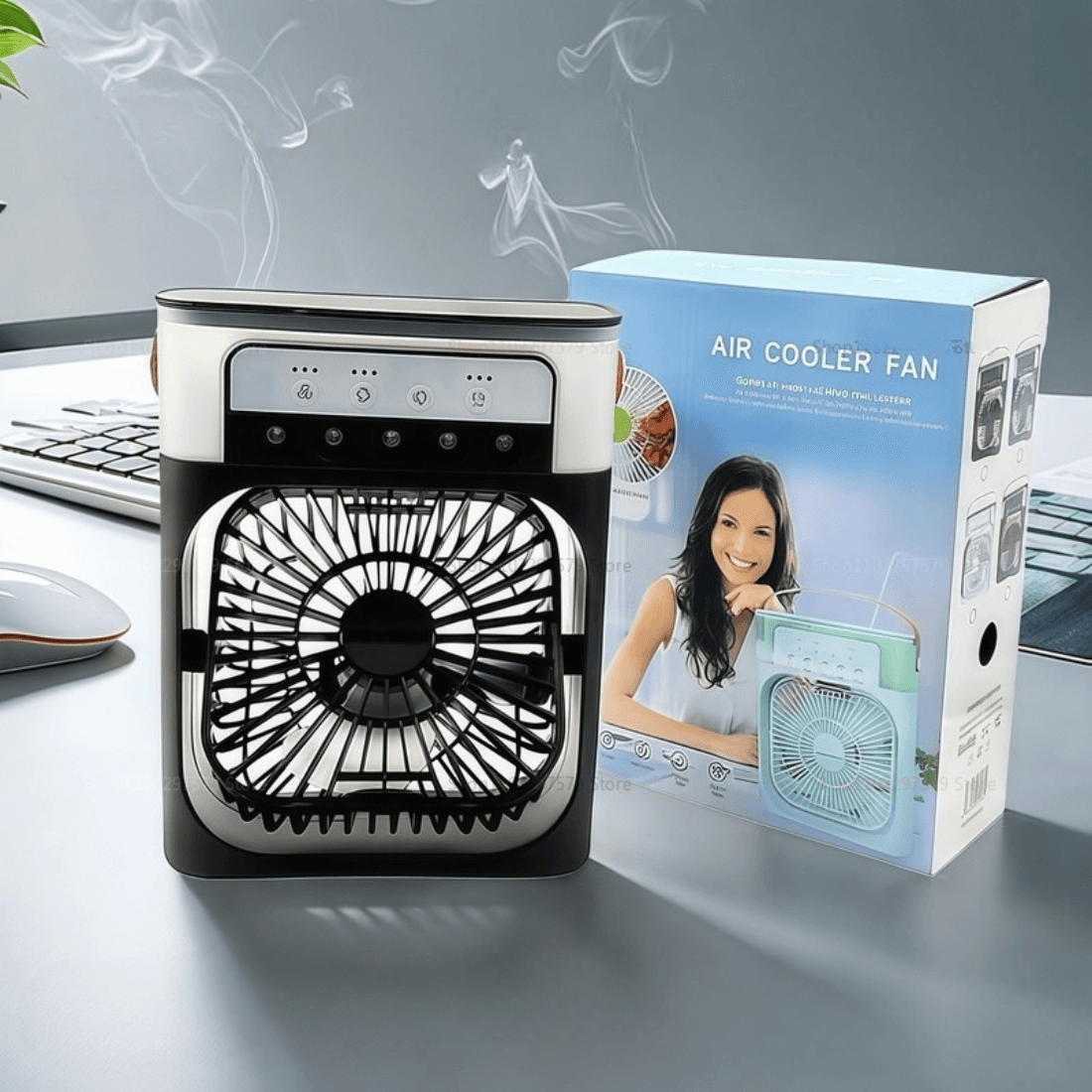 🌬️ Wiatrak Klimek 3w1 – Chłodzi, Nawilża i Świeci! 🌟